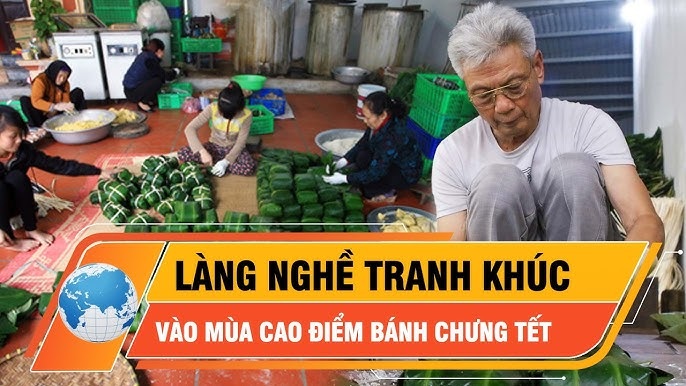 Làng nghề Tranh Khúc ở Hà Nội vào mùa cao điểm bánh chưng tết